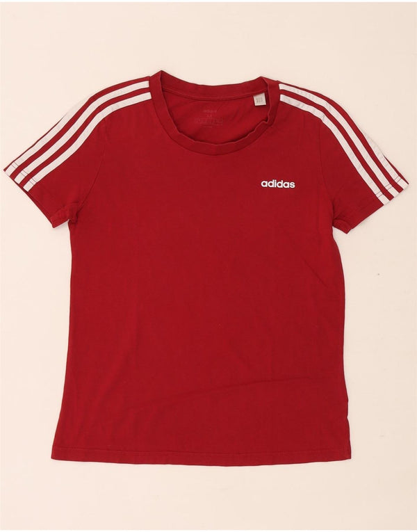 Adidas Womens T-Shirt Top UK 12/14 Medium Red Cotton