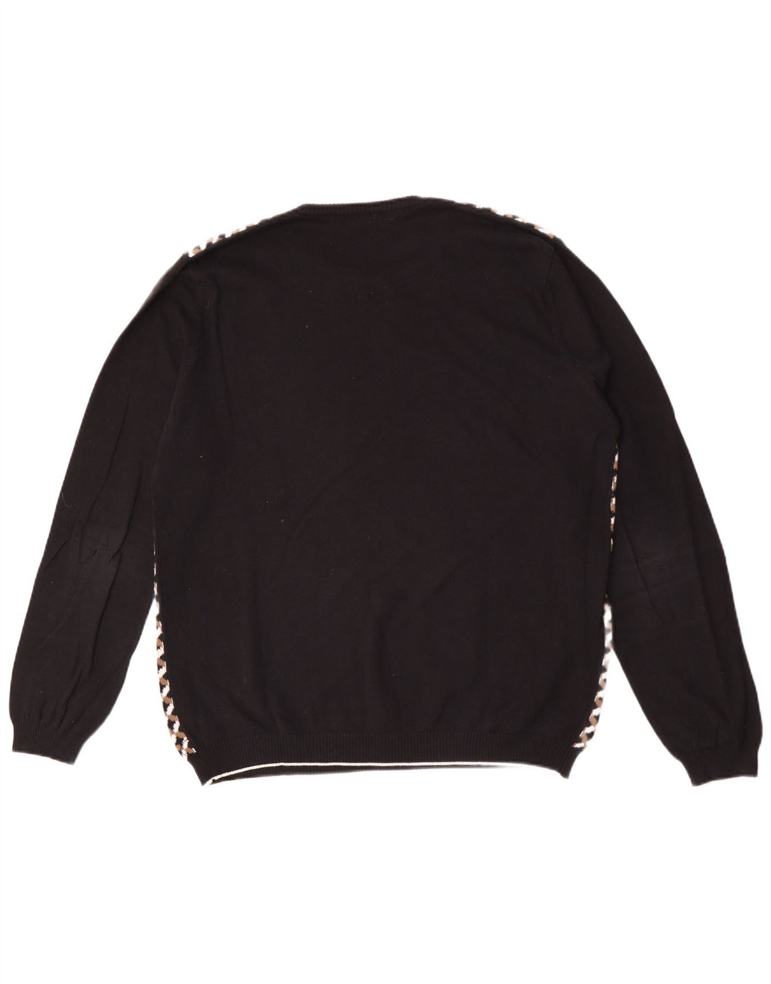 SISLEY Herre sweater med rund hals, stor sort ternet