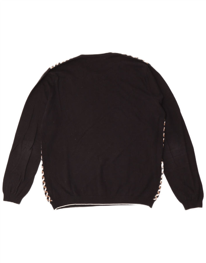 SISLEY Herre sweater med rund hals, stor sort ternet