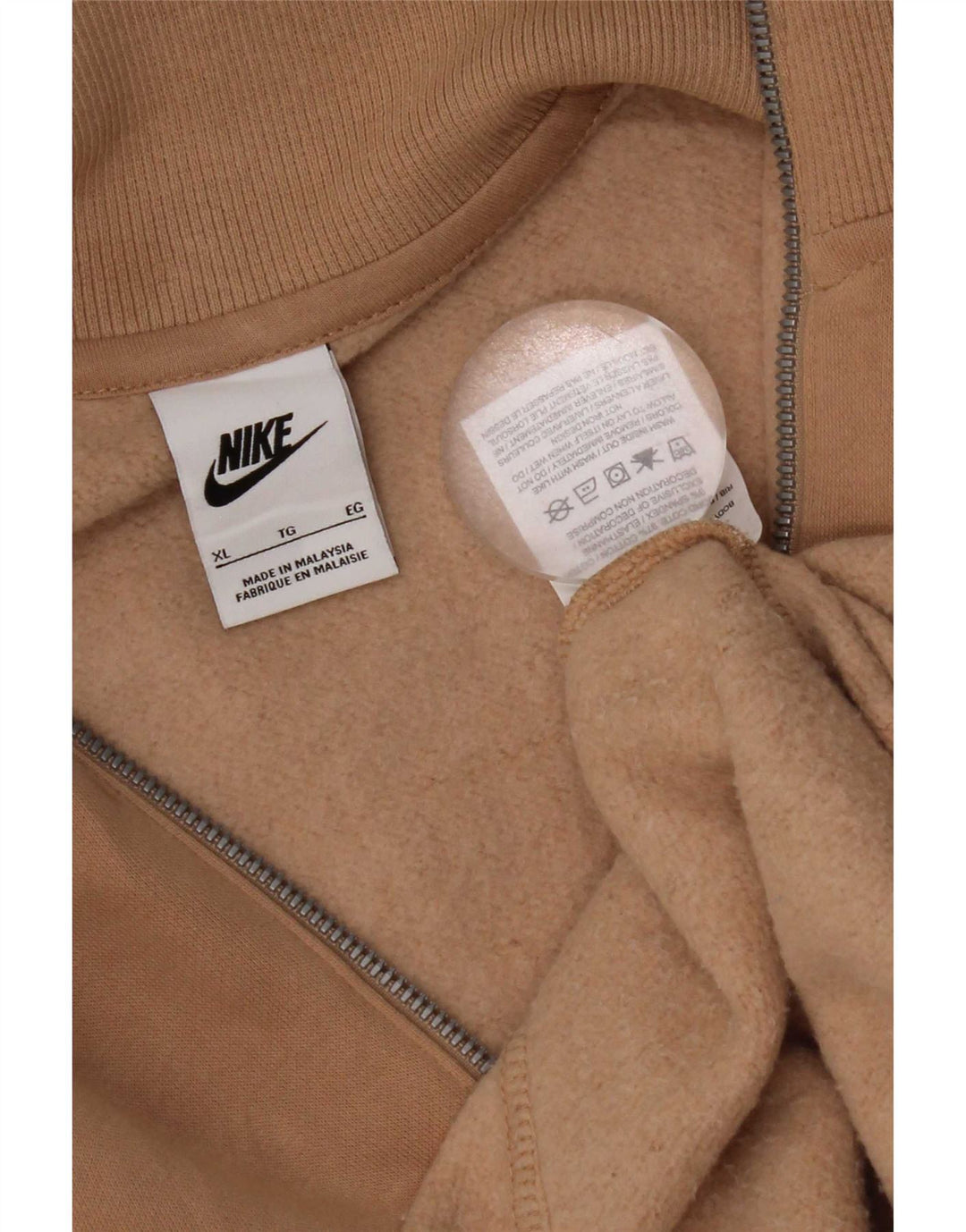Felpa Nike Uomo con zip e collo maglione XL in cotone marrone