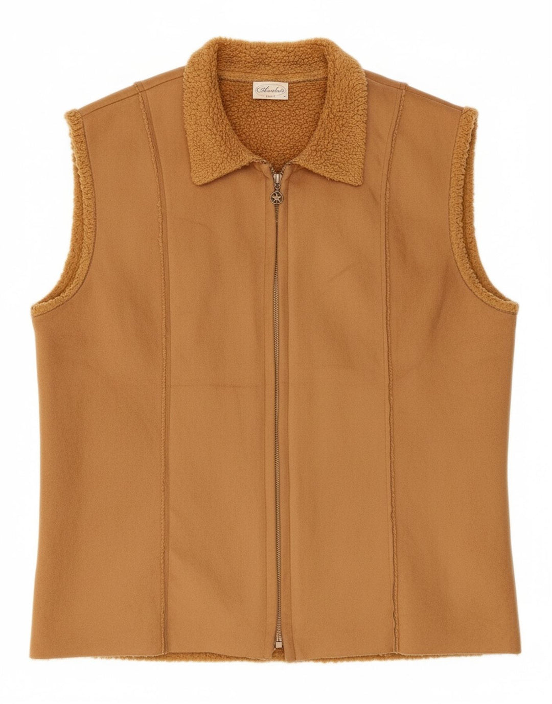 AVALON Womens Sherpa Gilet UK 14 Medium Brown Microfibers