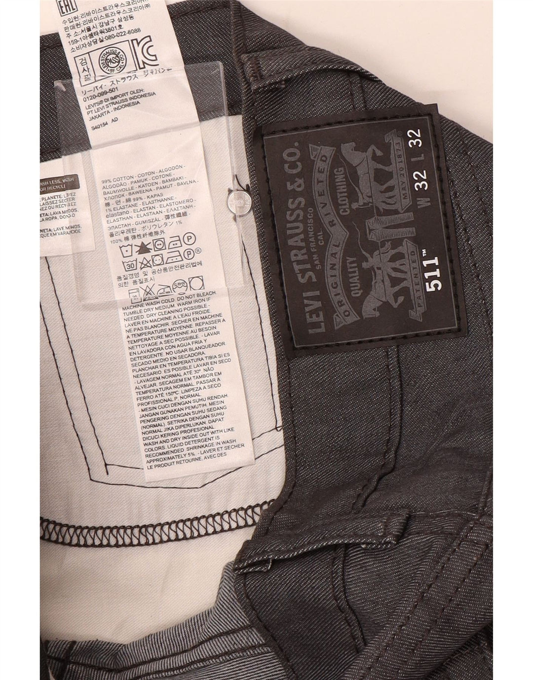 Męskie jeansy LEVI'S 511 Slim W32 L32 Granatowa bawełna