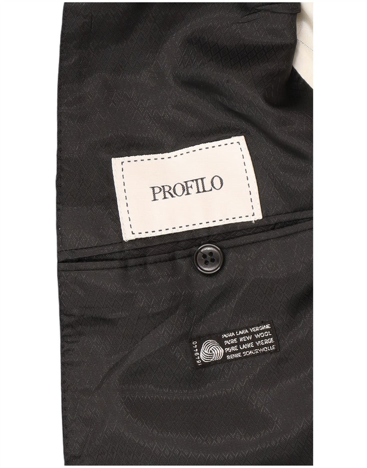 Profilo Herren-Zweireiher-Blazer IT 48 Mittelschwarze Schurwolle
