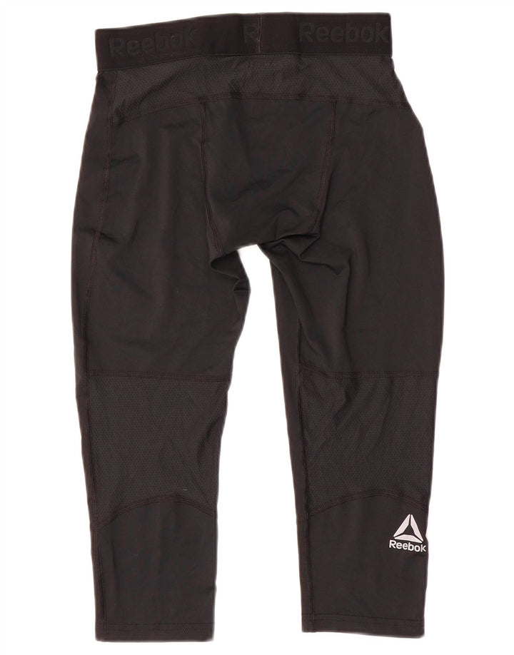REEBOK Mens Graphic Capri Leggings Medium  Black Polyester