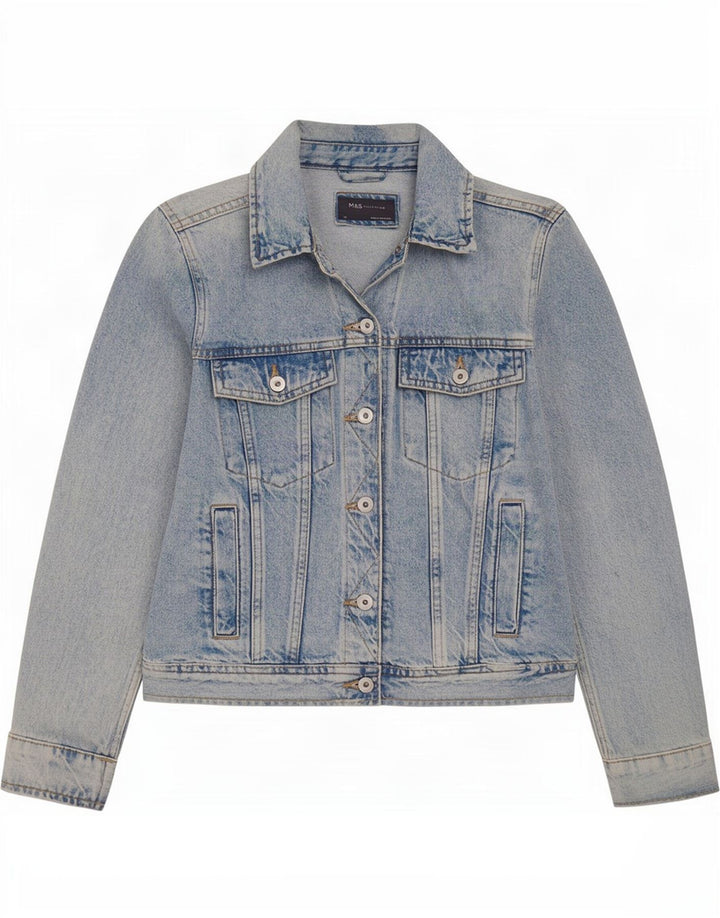 Marks & Spencer Damen Jeansjacke UK 14 Mittelblaue Baumwolle