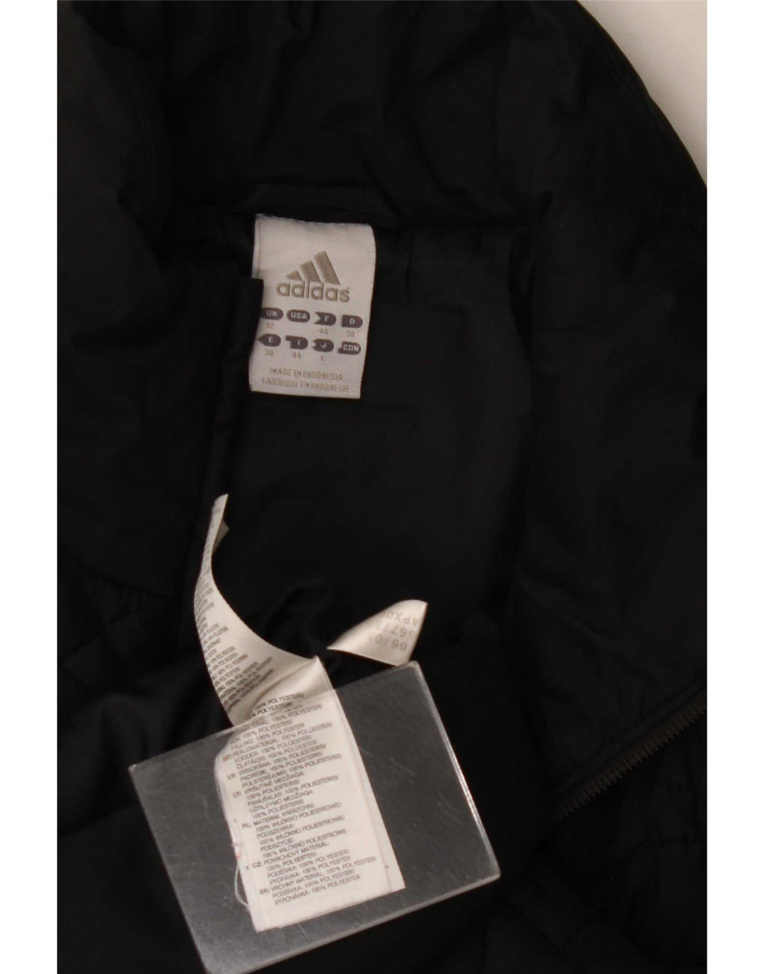 Adidas Womens Quilted Jacket UK 12 Medium Black Polyester