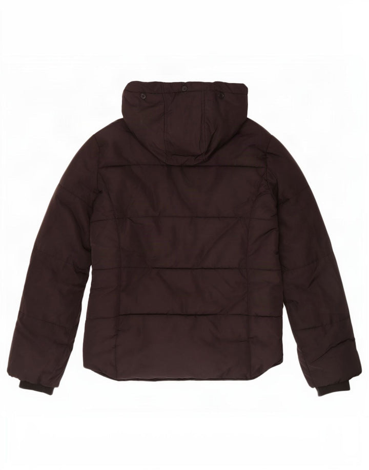 Topshop Chaqueta acolchada con capucha para mujer UK 8 Small Poliéster negro