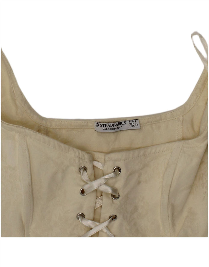 Stradivarius Womens Crop Corset Top Large Off White