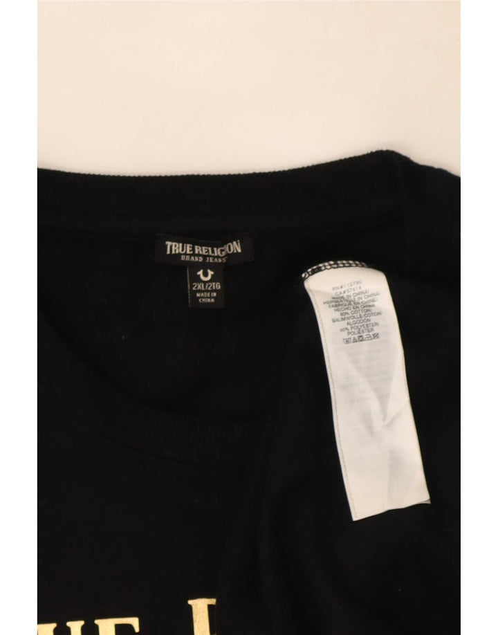 True Religion Mens Graphic Sweatshirt Jumper 2XL Black Cotton