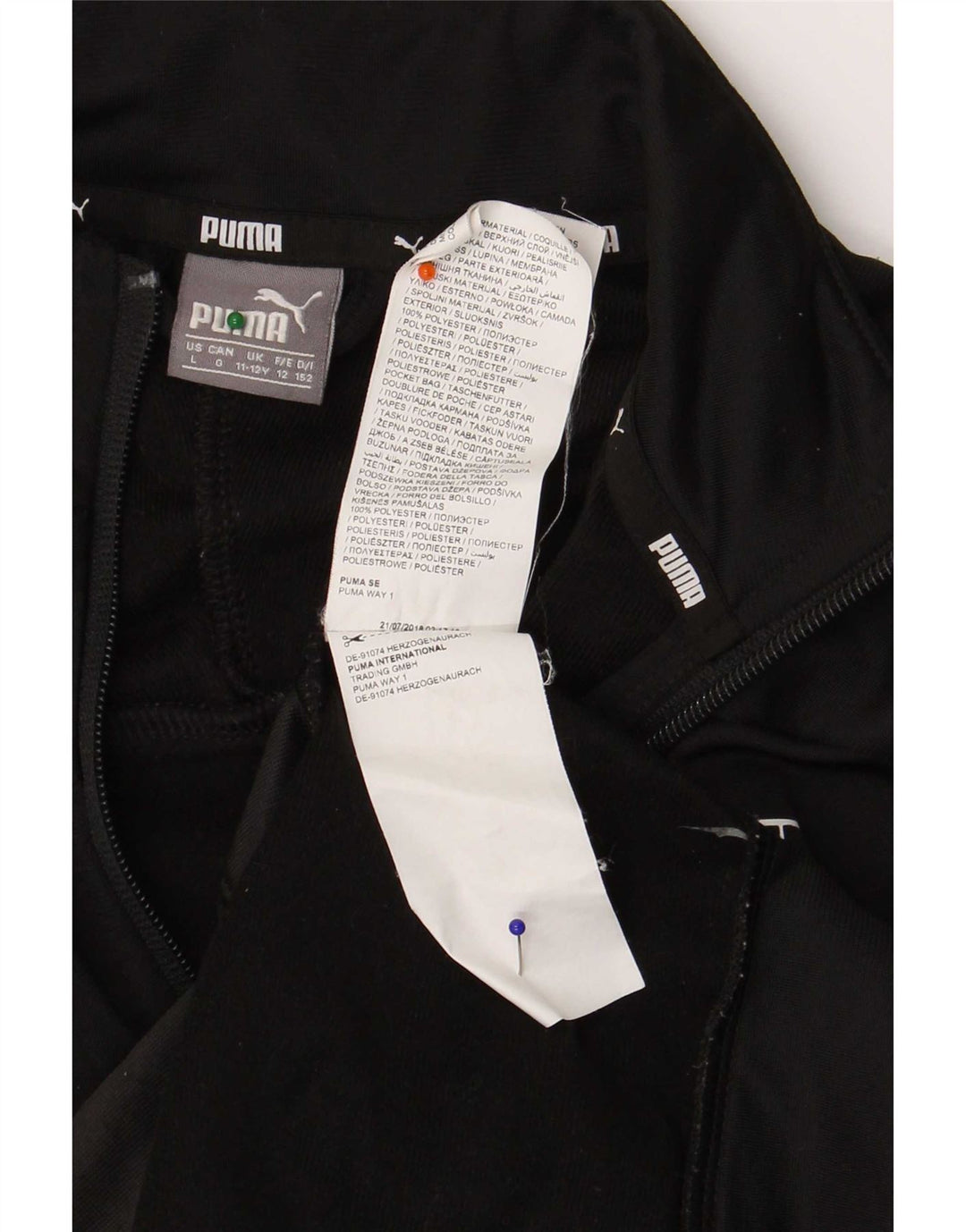 Puma Boys Graphic Tracksuit Top Jacket 11-12 Years Black Polyester