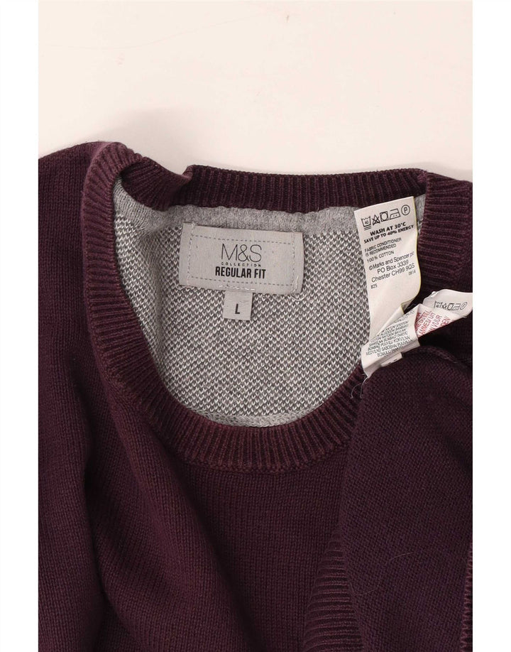 Marks & Spencer Mens Regular Fit Crew Neck Jumper Sweater Large Burgundy