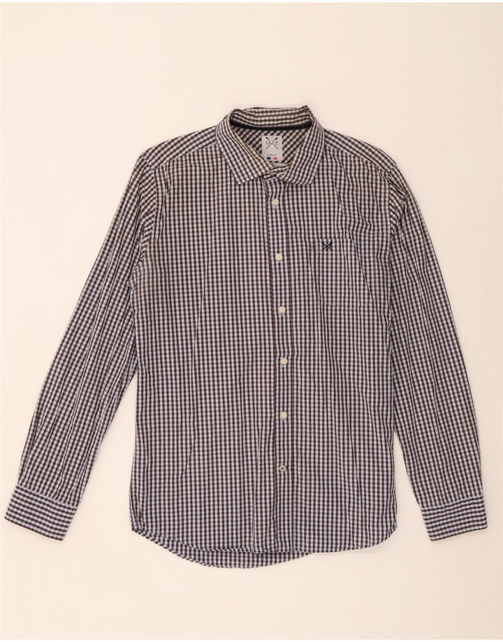 Crew Clothing Mens Tailored Fit Shirt Large Brown Gingham Cotton