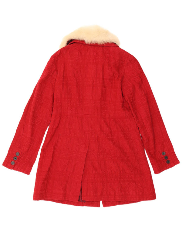 Sobretudo feminino Jigsaw UK 8 pequeno algodão xadrez vermelho