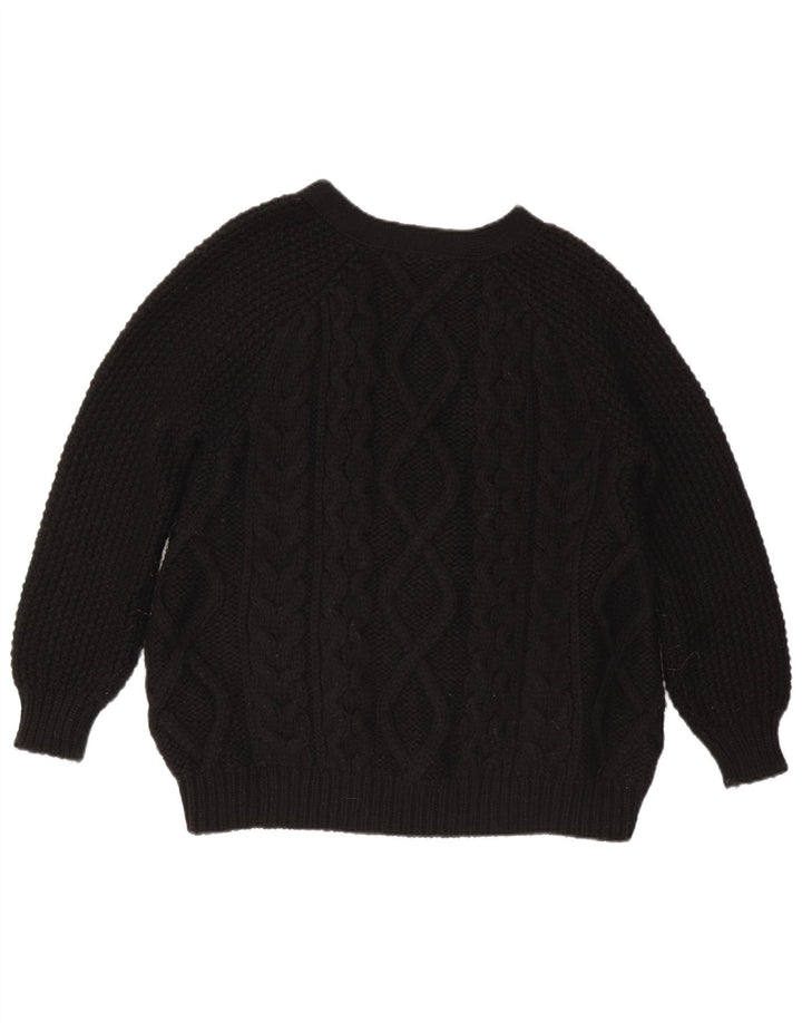 Stefanel Dame Cardigan Sweater UK 14 Medium Sort Uld