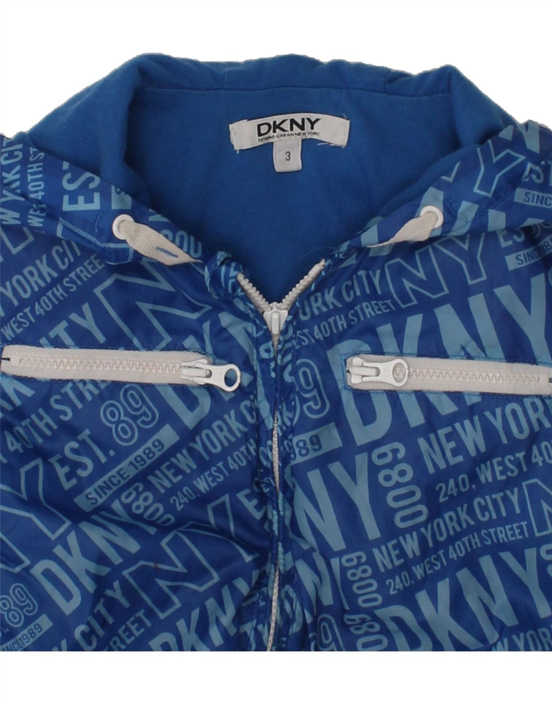 DKNY Boys Hooded Rain Jacket 2-3 Years Blue Polyester | Vintage Dkny | Thrift | Second-Hand Dkny | Used Clothing | Messina Hembry 