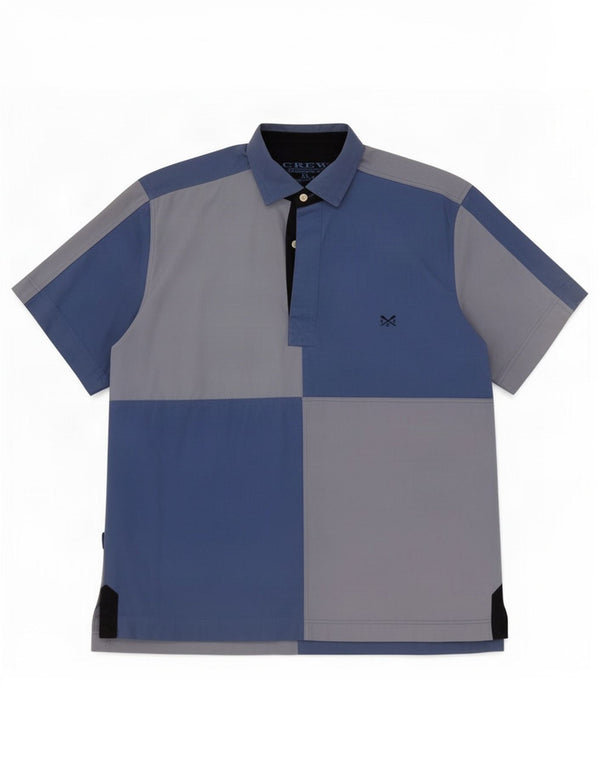 Crew Clothing Мужская пуловерная рубашка с коротким рукавом XS синяя с цветными блоками