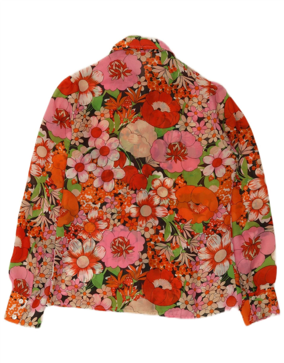 Vintage mujer camisa blusa Reino Unido 12 poliéster floral multicolor medio
