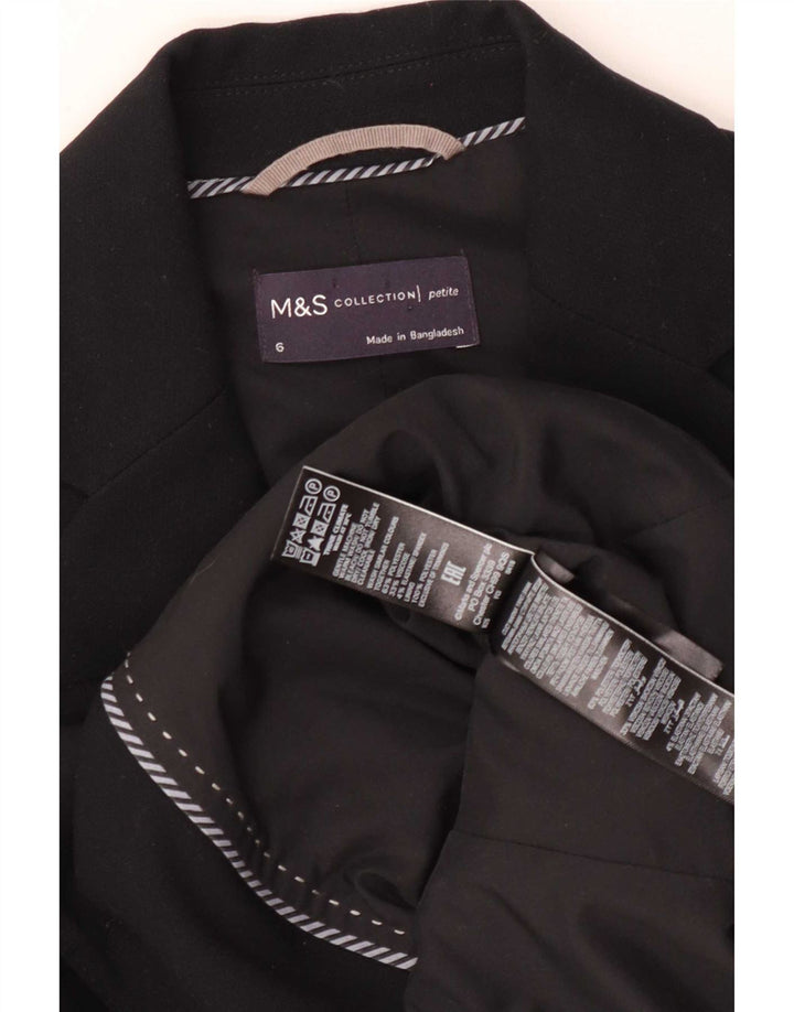 Jaqueta blazer feminina Marks & Spencer com 2 botões Reino Unido 6 XS preto poliéster