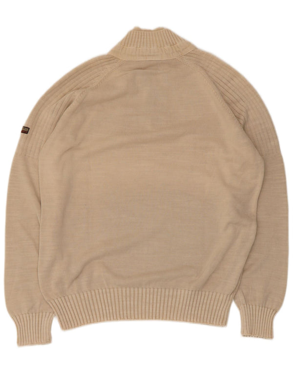 Napapijri Herre Geographic Zip Neck Jumper Sweater Stor Beige Bomuld