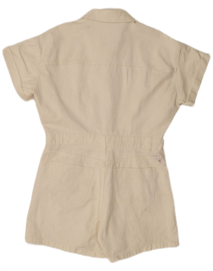 Zara Womens Denim Playsuit UK 20 2XL White Cotton