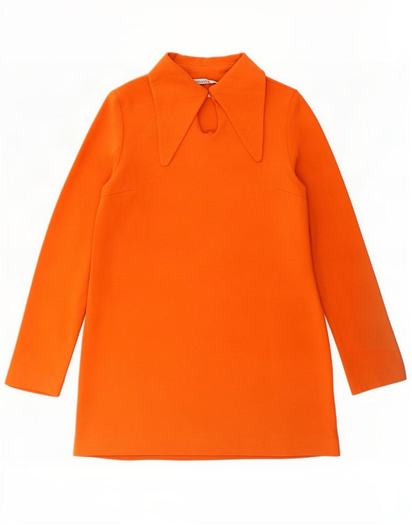Abito polo a maniche lunghe da donna Zara UK 12 Poliestere arancione medio
