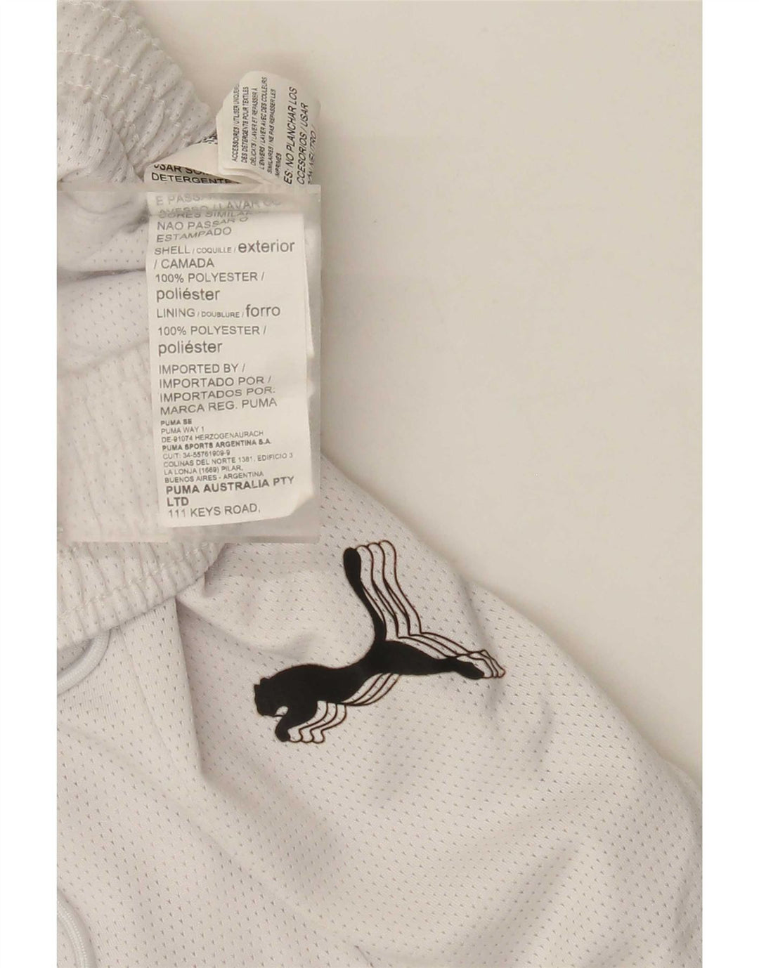 Shorts esportivos femininos Puma UK 8 pequeno poliéster branco