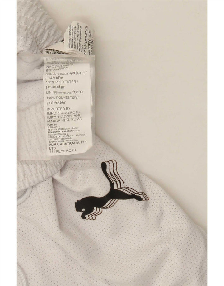 Shorts esportivos femininos Puma UK 8 pequeno poliéster branco