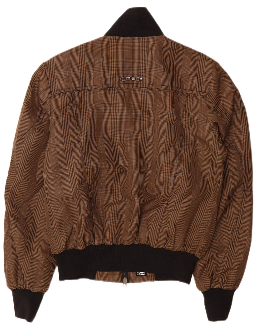 YELL! Mens Bomber Jacket UK 36 Small Brown Check Polyester