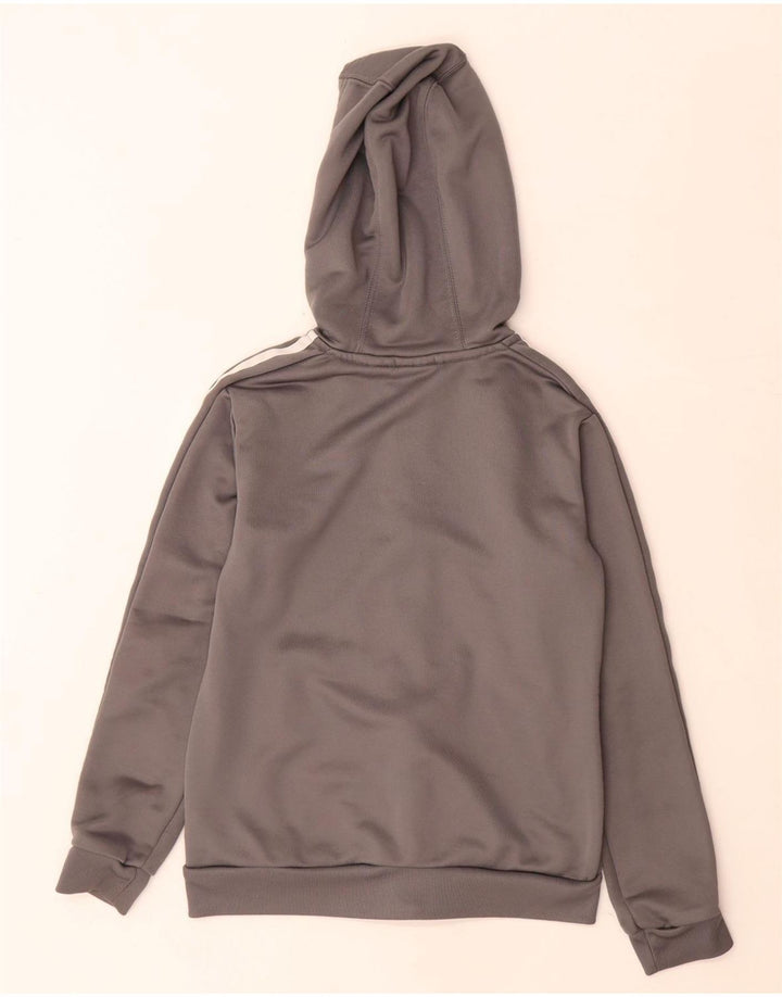 Adidas Boys Graphic Zip Hoodie Sweater 9-10 Years Grey Polyester