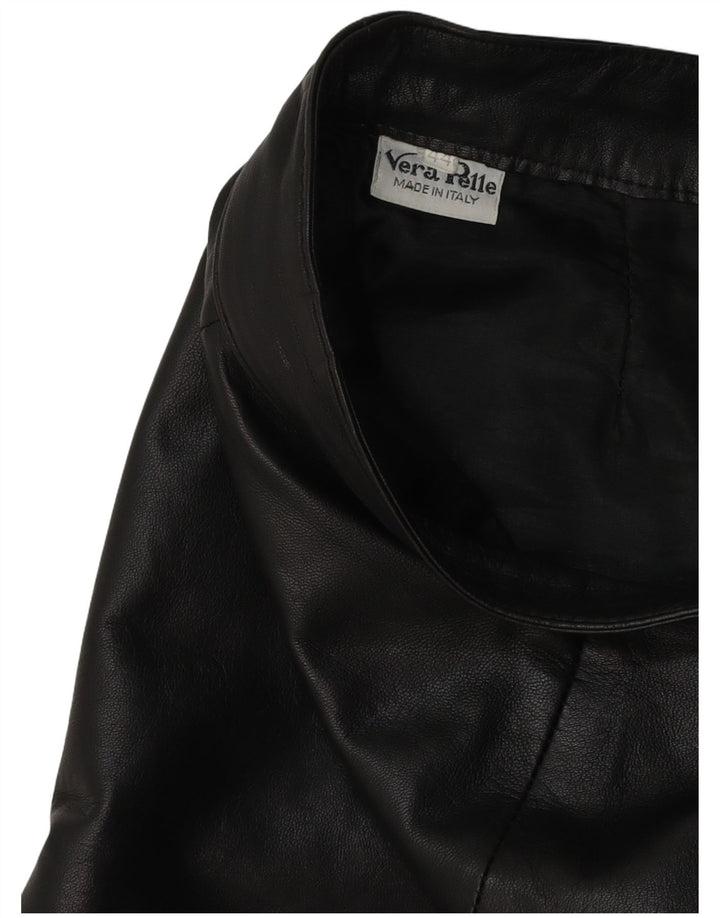 VINTAGE Womens Leather Skirt IT 44 Medium W28  Black Leather