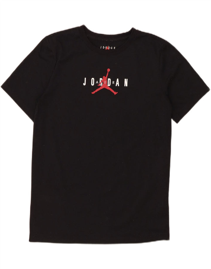 JORDAN Boys Graphic T-Shirt Top 13-14 Years XL Black Polyester