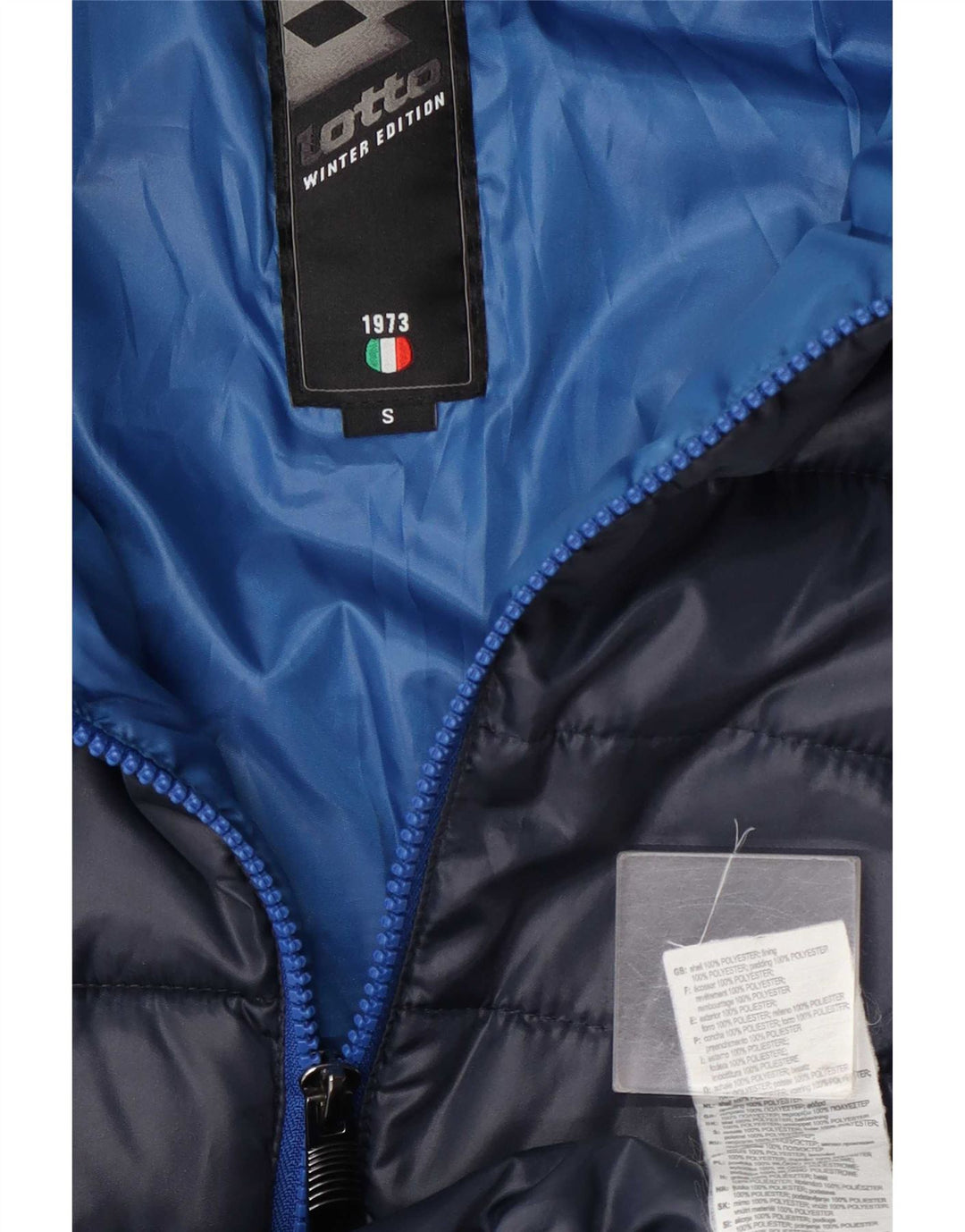 Lotto Chaqueta acolchada con capucha para hombre UK 36 Small Poliéster azul marino