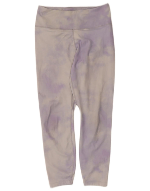 Nike Dame Dri Fit Capri Leggings UK 8 Small Purple Tie Dye Polyester