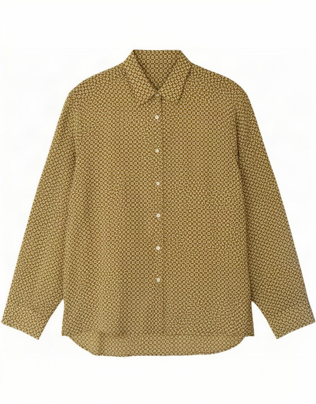 Vintage Mens Regular Fit Shirt Medium Khaki Geometric