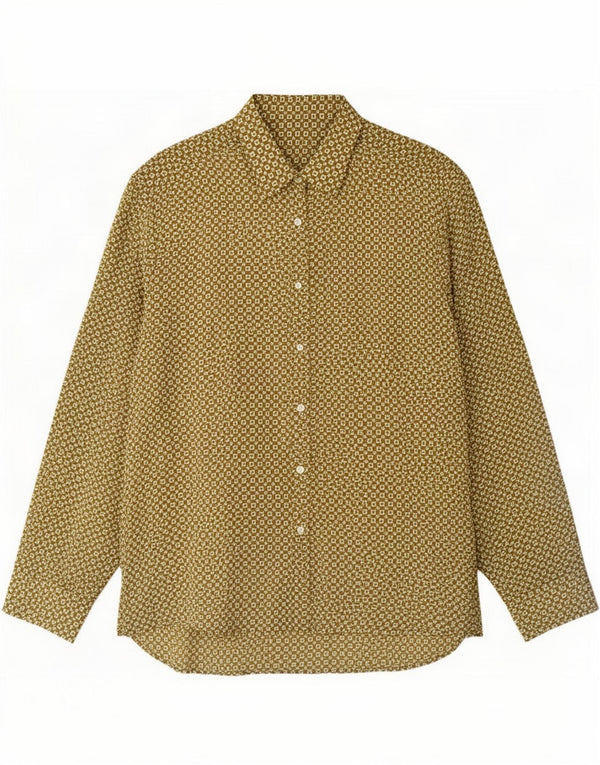 Vintage Mens Regular Fit Shirt Medium Khaki Geometrisch