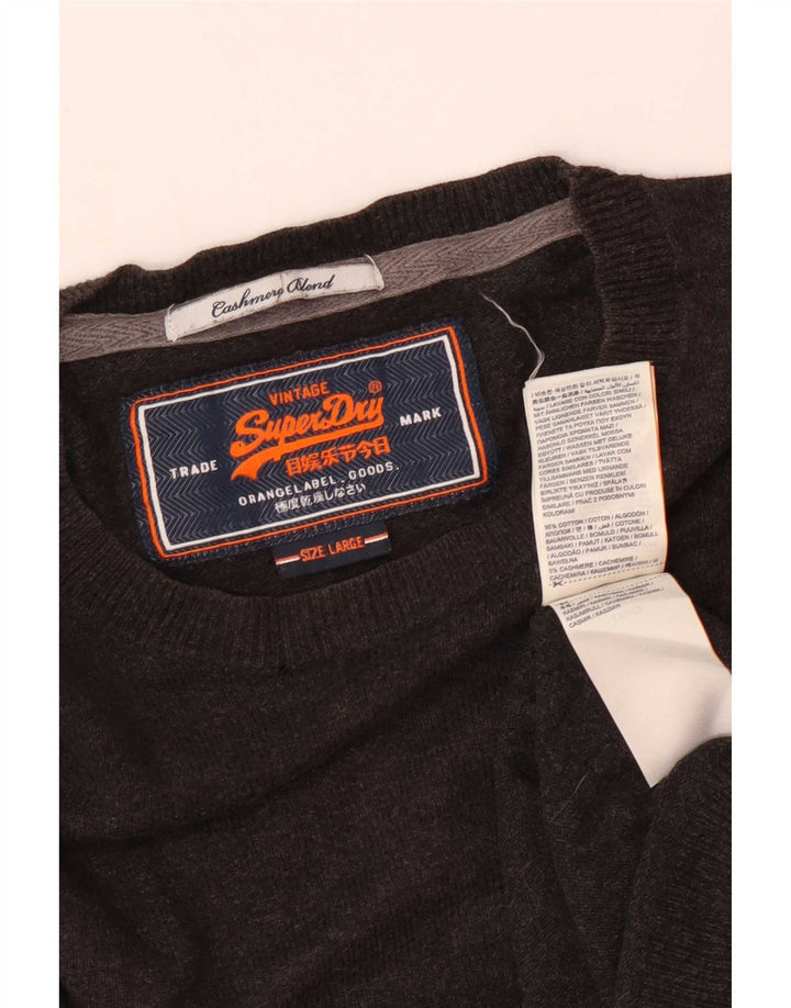 Superdry Pull à col rond pour homme en coton marron Large