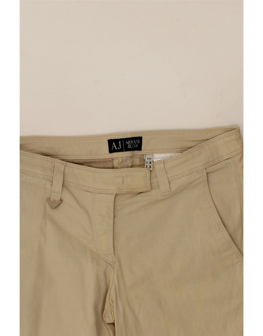 ARMANI Womens Slim Chino Trousers W25 L25 Beige Cotton Vintage Armani and Second-Hand Armani from Messina Hembry 
