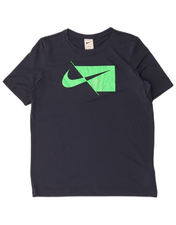 Футболка с рисунком Nike Dri Fit для мальчиков, топ 13–14 лет XL, темно-синий полиэстер