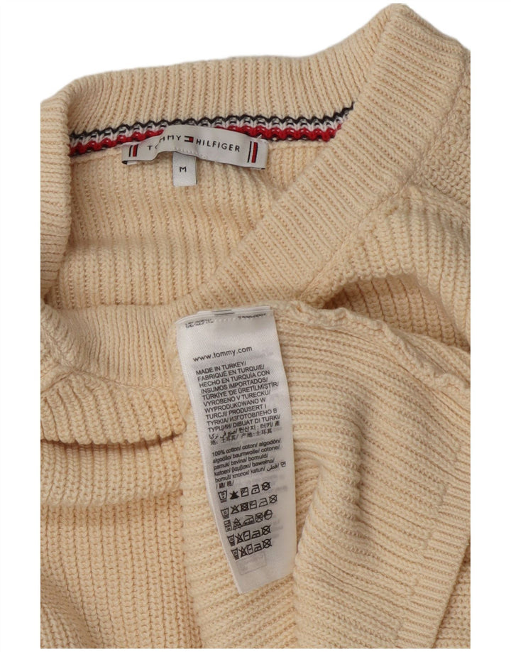 Tommy Hilfiger Womens Crew Neck Jumper Sweater UK 14 Medium Off White