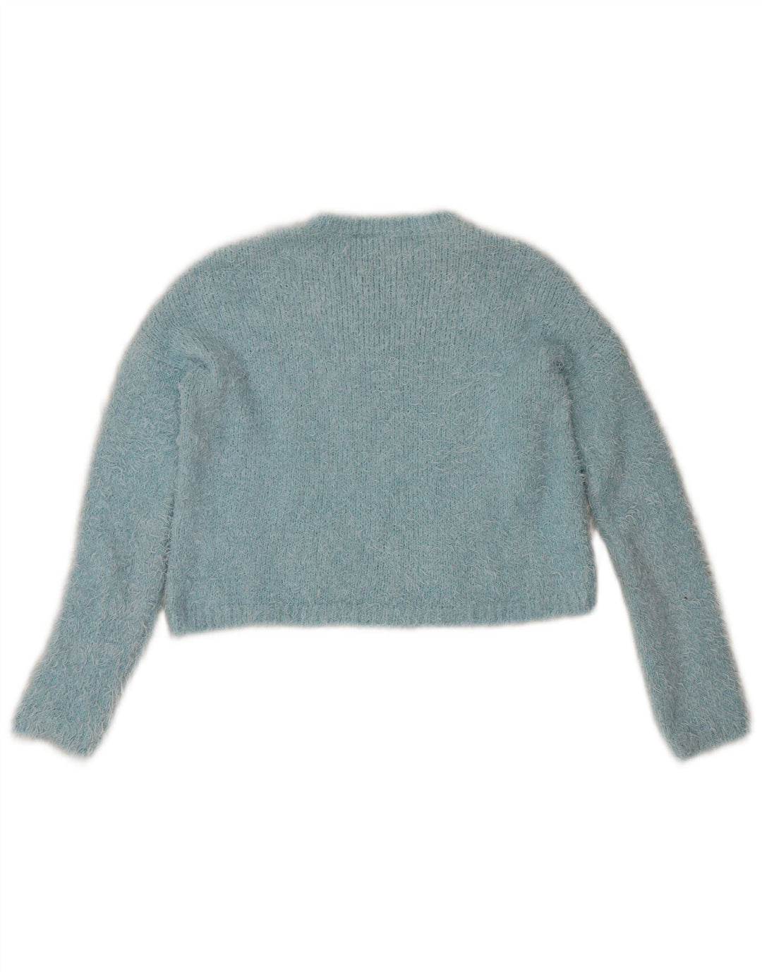Topshop Womens Crop Crew Neck Jumper Sweater UK 8 Small Blue Polyester