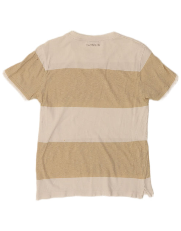 T-shirt da uomo Calvin Klein Top XS in cotone color block bianco