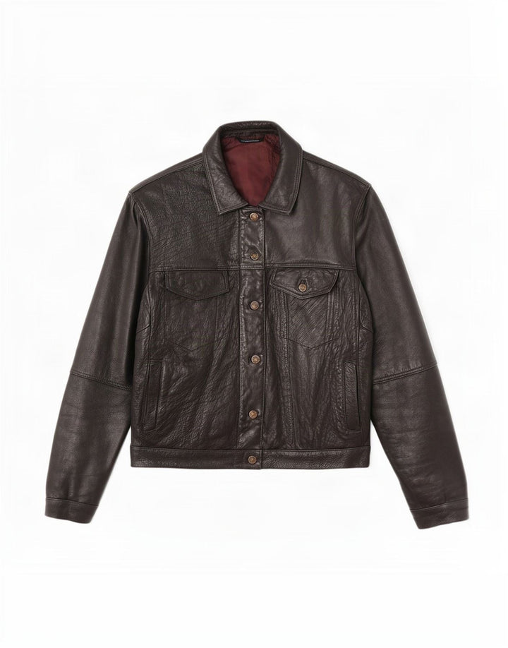 veste en cuir homme vintage UK 38 Noir Moyen