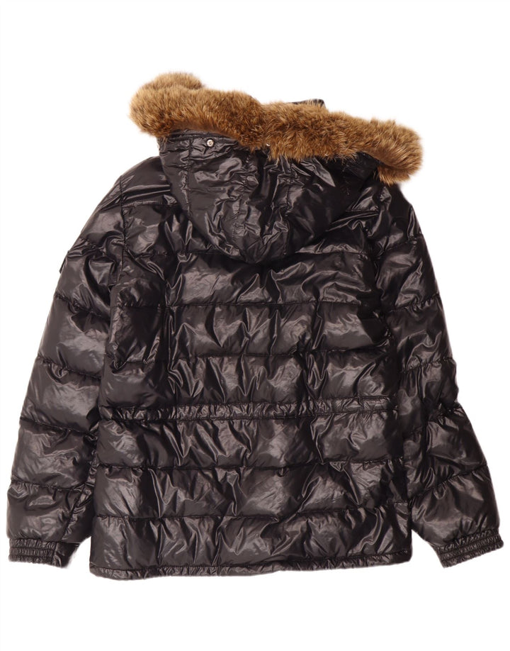 Moncler Womens Loose Fit Hooded Padded Jacket Size 1 Small Black Polyamide