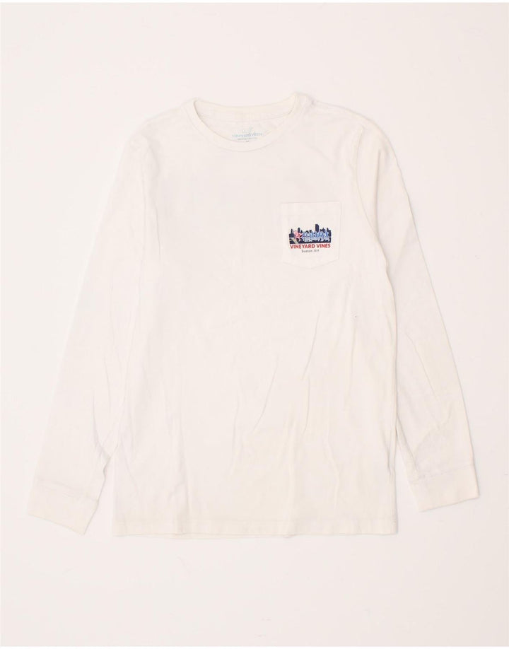 VINEYARD VINES Girls Graphic Top Long Sleeve 13-14 Years Medium  White Vintage Vineyard Vines and Second-Hand Vineyard Vines from Messina Hembry 