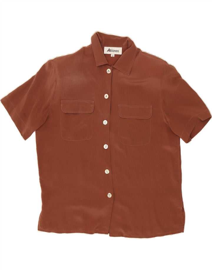 VINTAGE Womens Short Sleeve Shirt Blouse EU 38 Medium Brown Vintage Vintage and Second-Hand Vintage from Messina Hembry 