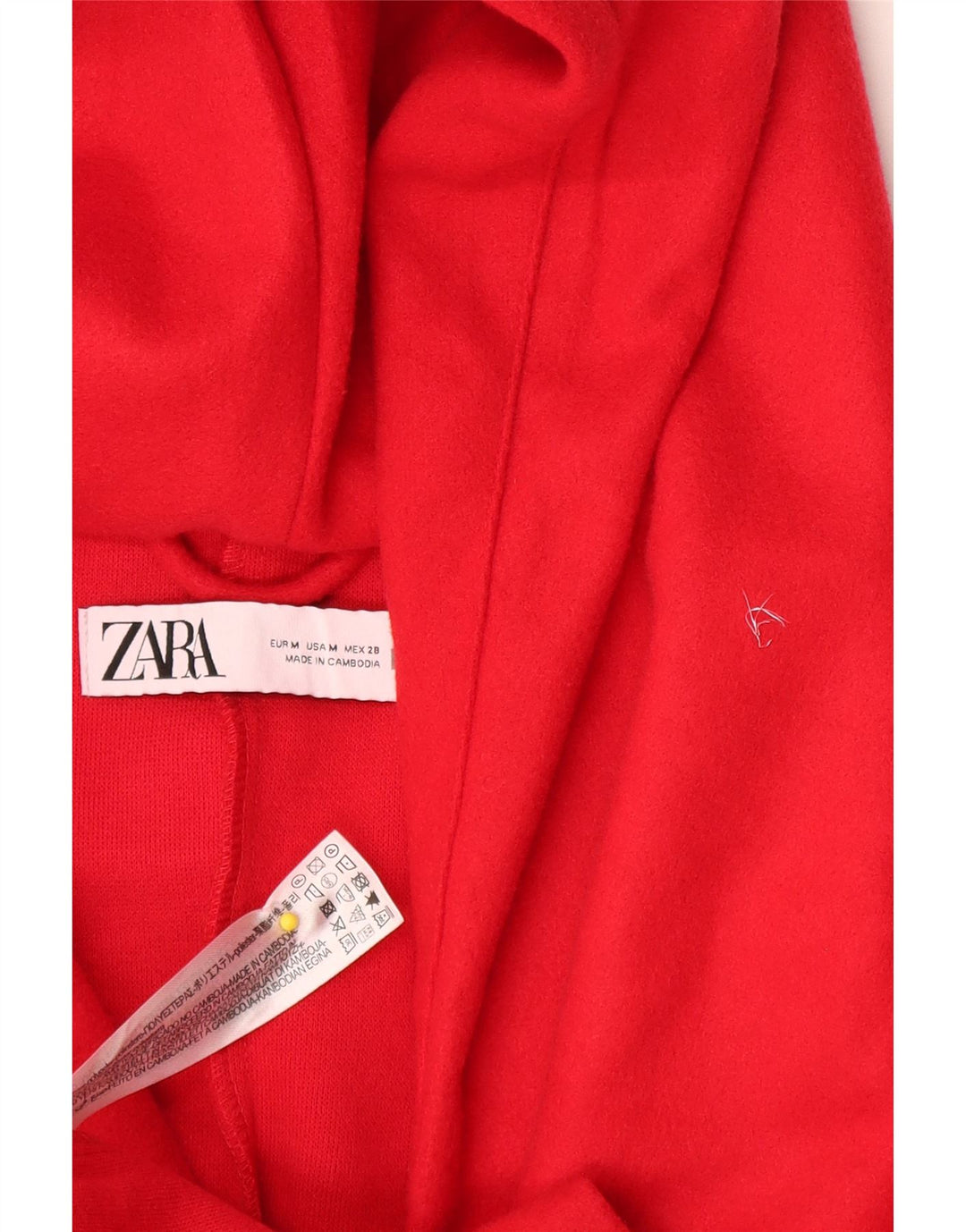 Zara Womens Hooded Overcoat UK 14 Medium Red Polyester