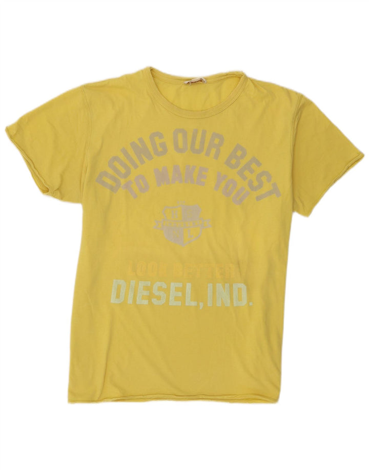 Diesel Mens Graphic T-Shirt Top XL Yellow
