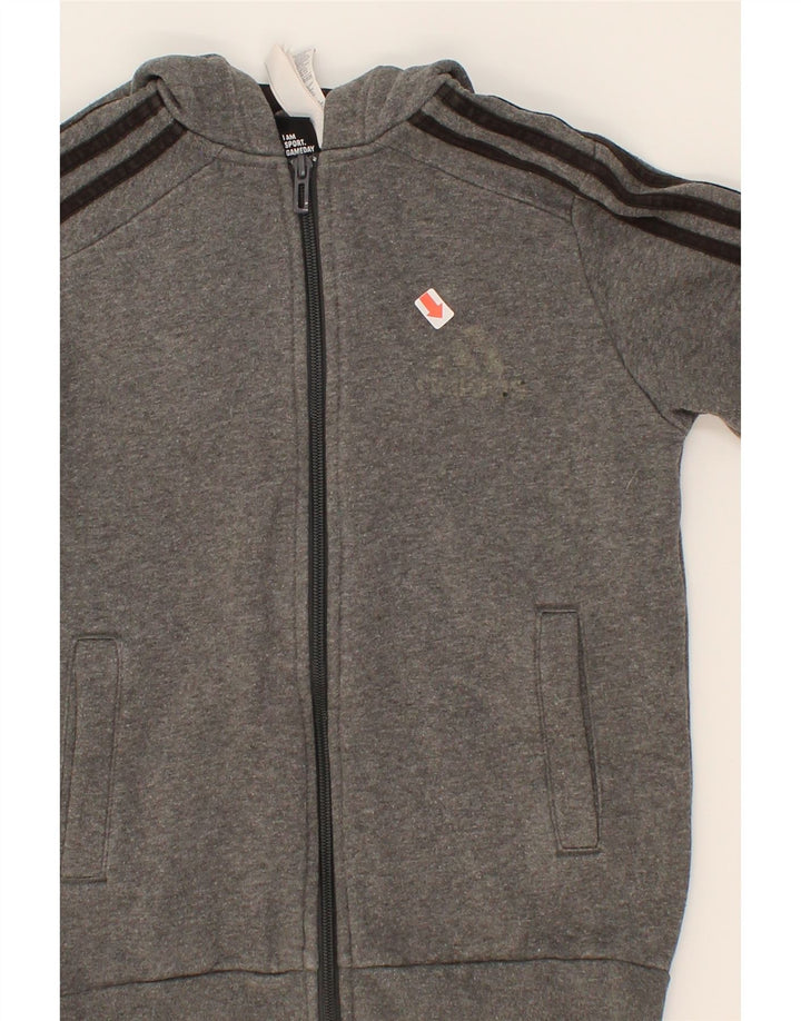 ADIDAS Boys Zip Hoodie Sweater 9-10 Years Grey Cotton Vintage Adidas and Second-Hand Adidas from Messina Hembry 