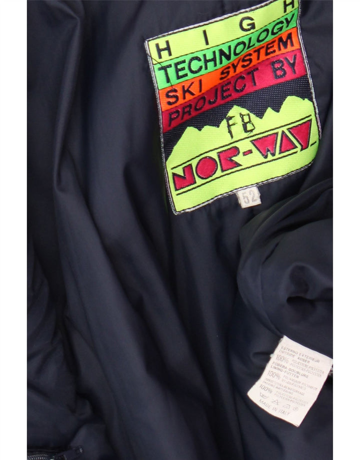 Norway Mens Hooded Ski Jacket IT 52 XL Green Colourblock Polyester