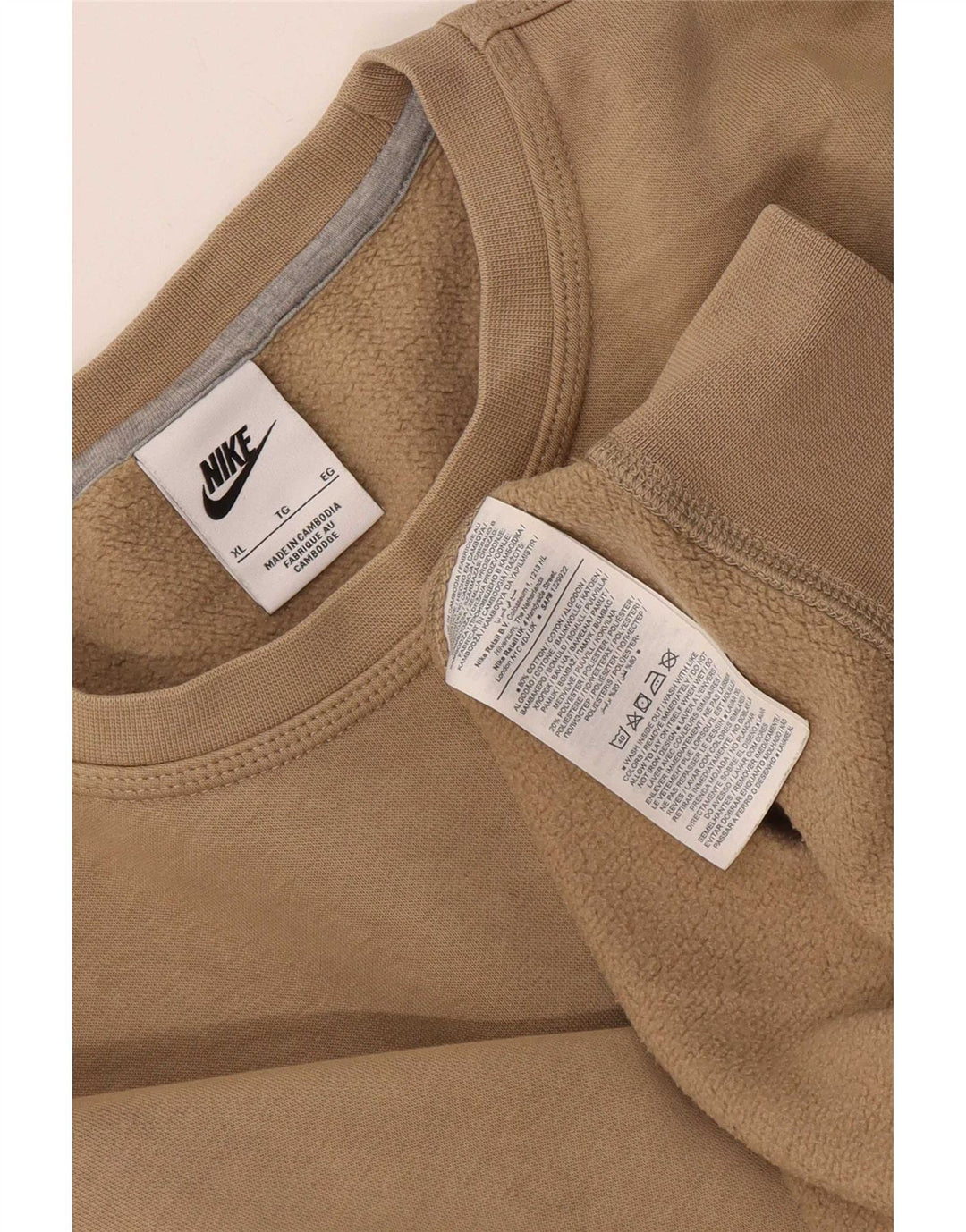 Felpa Nike da uomo con vestibilità regolare, XL, cotone beige